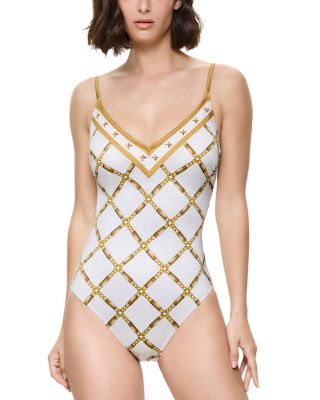 Decco Riviera V Neck One Piece Swimsuit