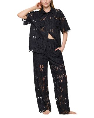Short Sleeve Lace Beach Cover-Up Blouse & Lace Beach Cover-Up Pants