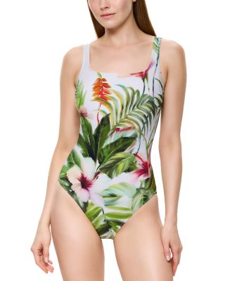 Paradise Beauty Square Neck One Piece Swimsuit