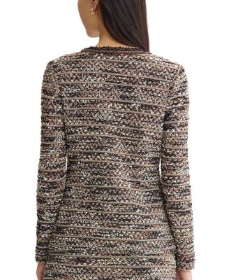 Plus Size Eyelash Tweed Knit Jacket - thumbnail 4