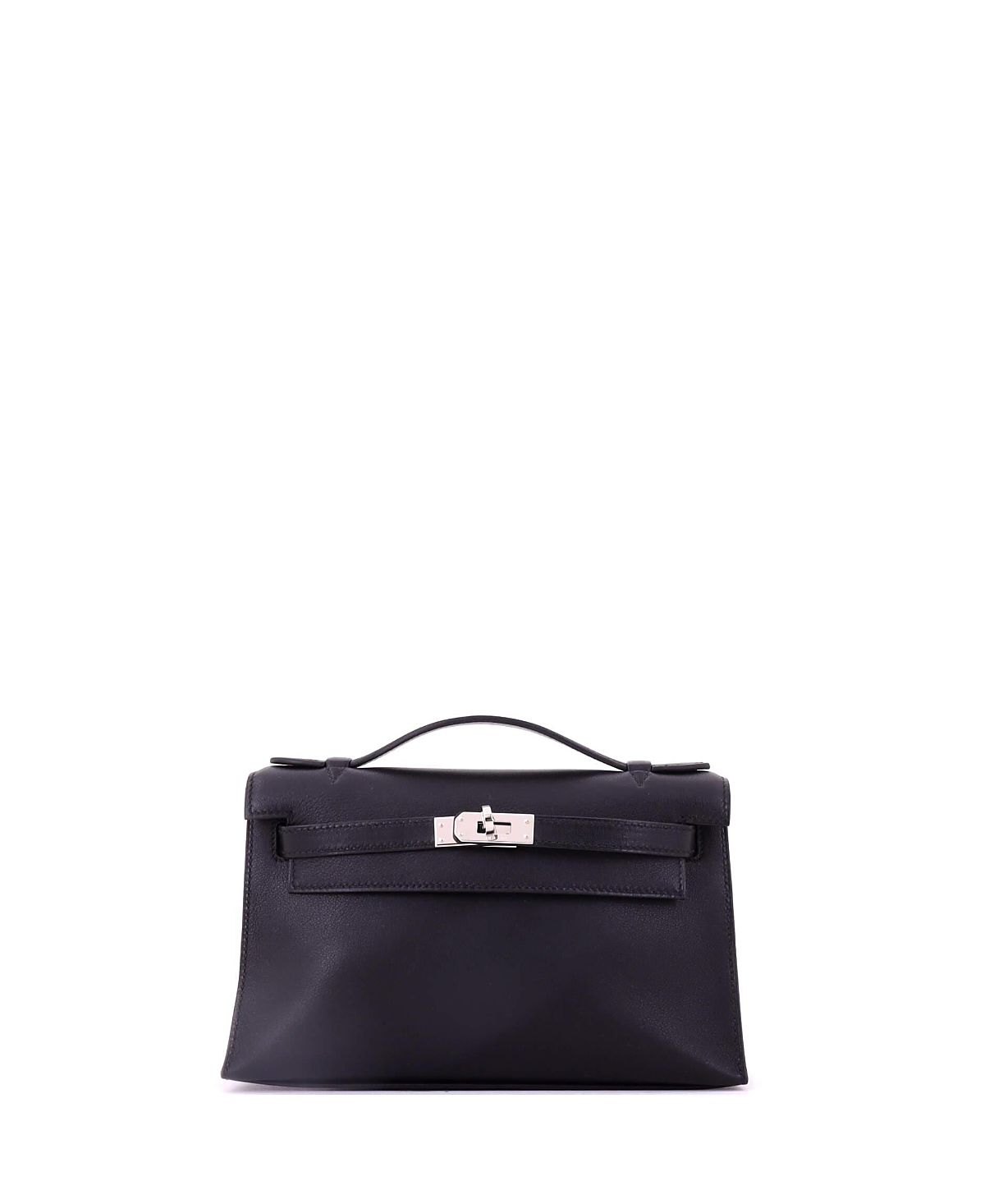 Pre-Owned HERMES Kelly Pochette Swift Mini Leather Top Handle Clutch