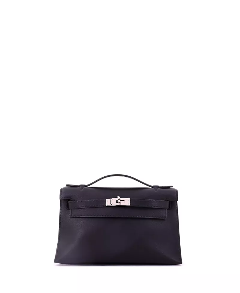 Pre-Owned HERMES Kelly Pochette Swift Mini Leather Top Handle Clutch
