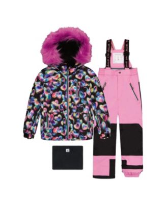  Girls' Play Heart Jacket & Reinforced Pants Two Piece Snowsuit - Big Kid