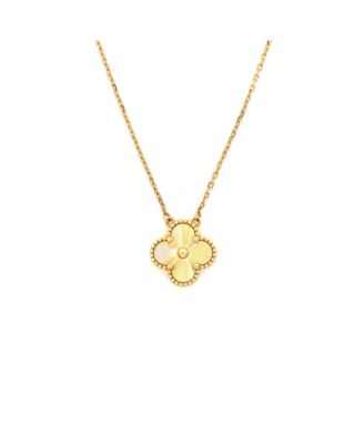  Vintage Alhambra Pendant Necklace Guilloche 18K Gold