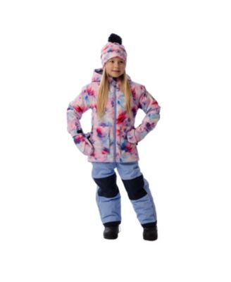  Girls' Mauve Floral Jacket & Foot Strap Pants Two Piece Snowsuit - Little Kid