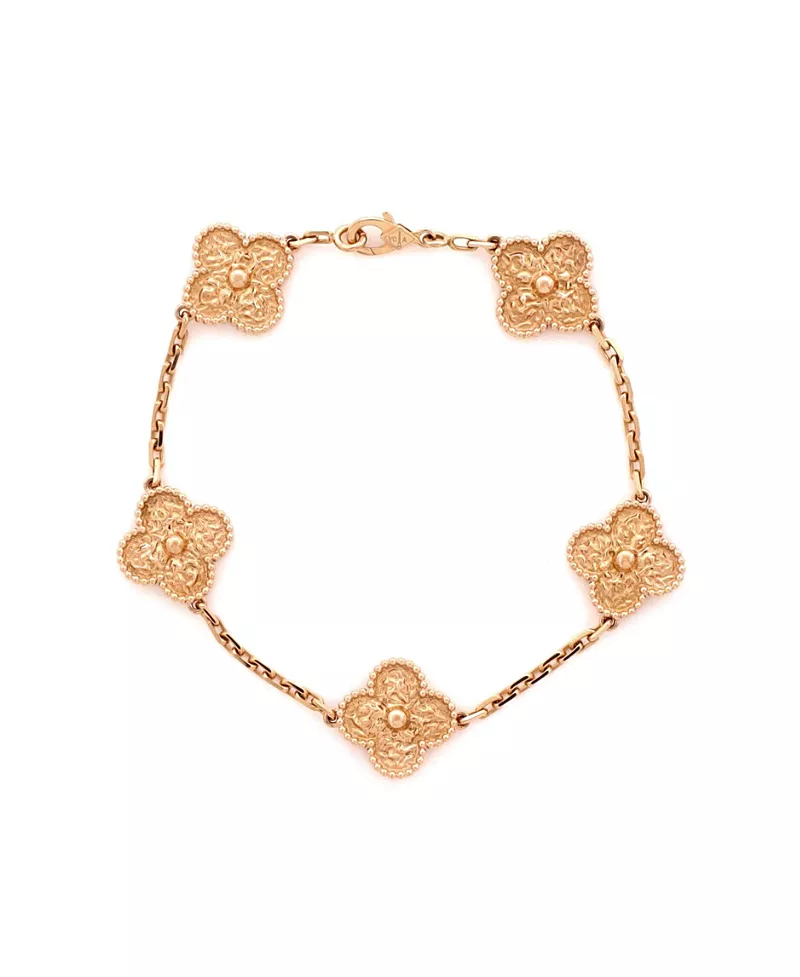 Pre-Owned Van Cleef & Arpels Vintage Alhambra 5 Motifs Bracelet 18K Rose Gold