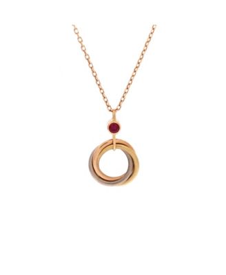 Pre-Owned Cartier Trinity Pendant Necklace 18K Tricolor Gold and Ruby