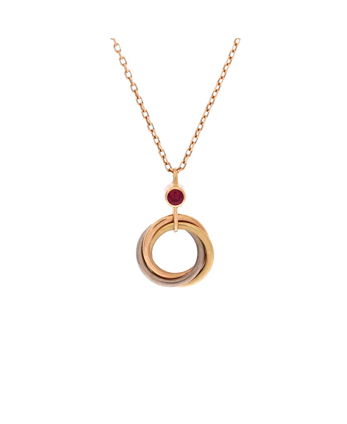 Pre-Owned Cartier Trinity Pendant Necklace 18K Tricolor Gold and Ruby