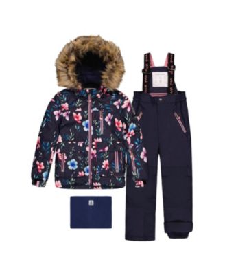  Girls' Play Floral Jacket & Pants Two Piece Snowsuit - Big Kid