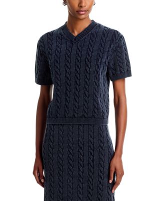 Washed Cable Knit Cotton Top