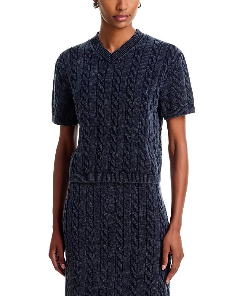 3.1 Phillip Lim Washed Cable Knit Cotton Top