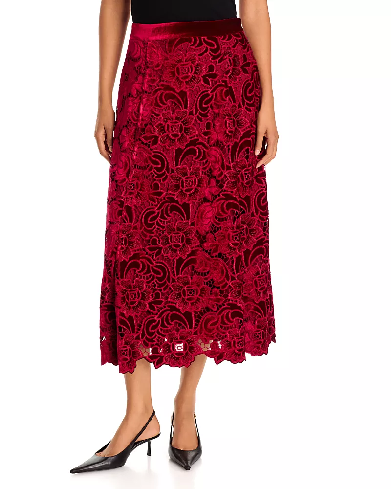 Elie Tahari Elliana Velvet Lace Skirt