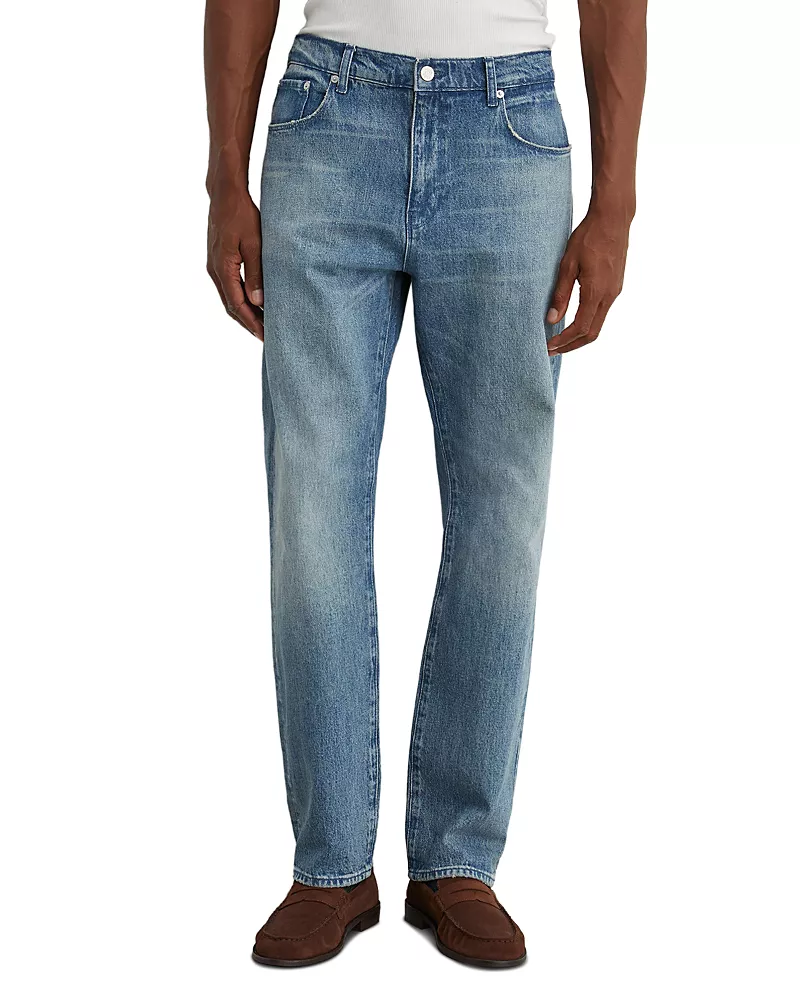 Reiss Keith Cotton Blend Relaxed Straight Fit Jeans in Light Blue