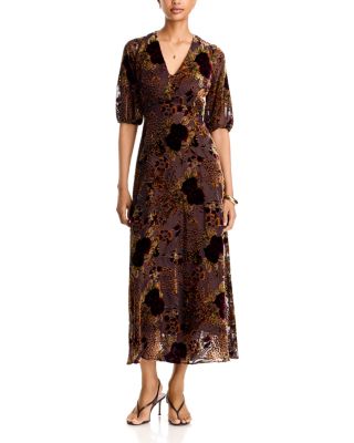 Cinco Flocked Burnout Maxi Dress