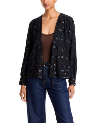 Lesley Sequinned Tie Front Jacket - thumbnail 3