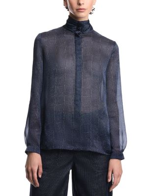 Printed Satin Button Up Blouse