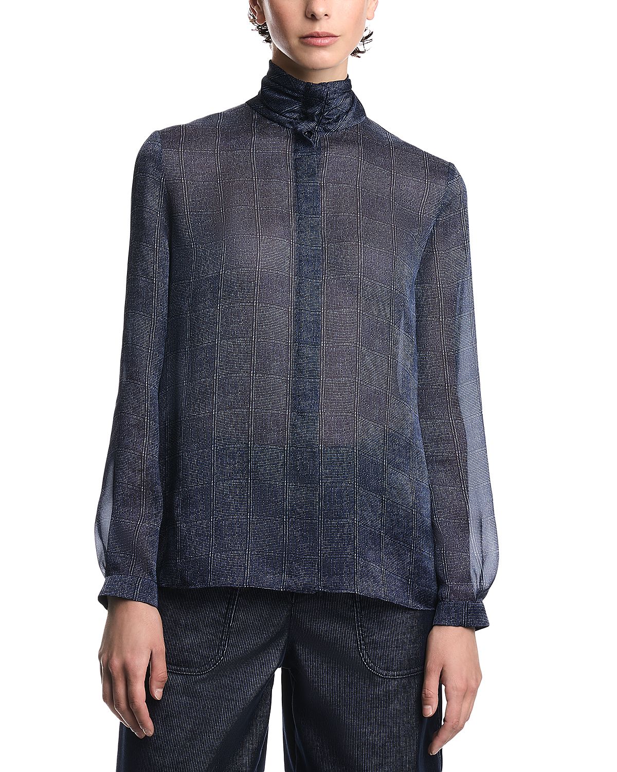 Emporio Armani Printed Satin Button Up Blouse