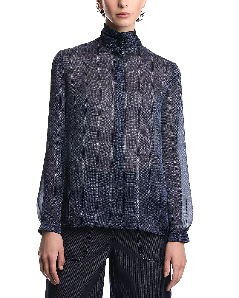 Emporio Armani Printed Satin Button Up Blouse