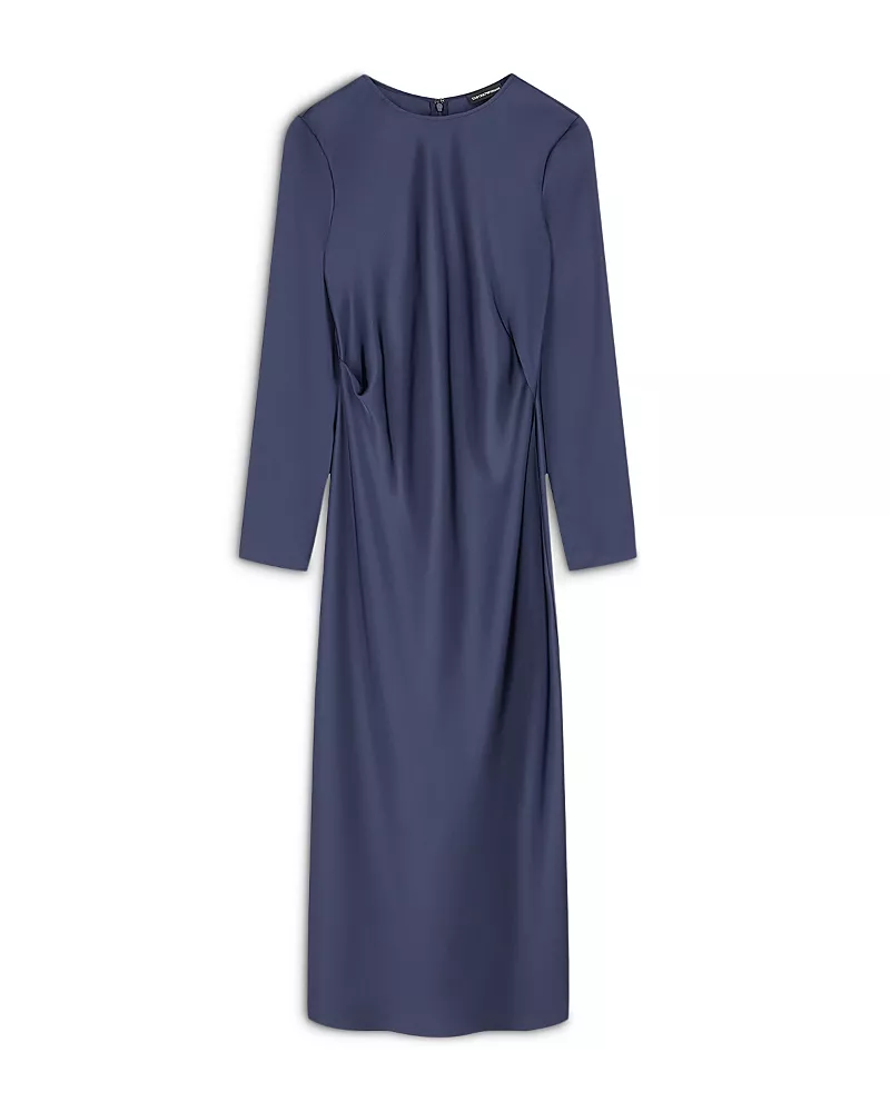 Emporio Armani Techno Twill Gathered Waist Dress