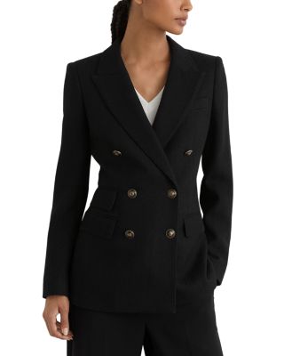 Petite Lauryn Herringbone Wool Double Breasted Blazer