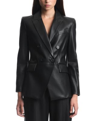 Leather Double Breasted Blazer