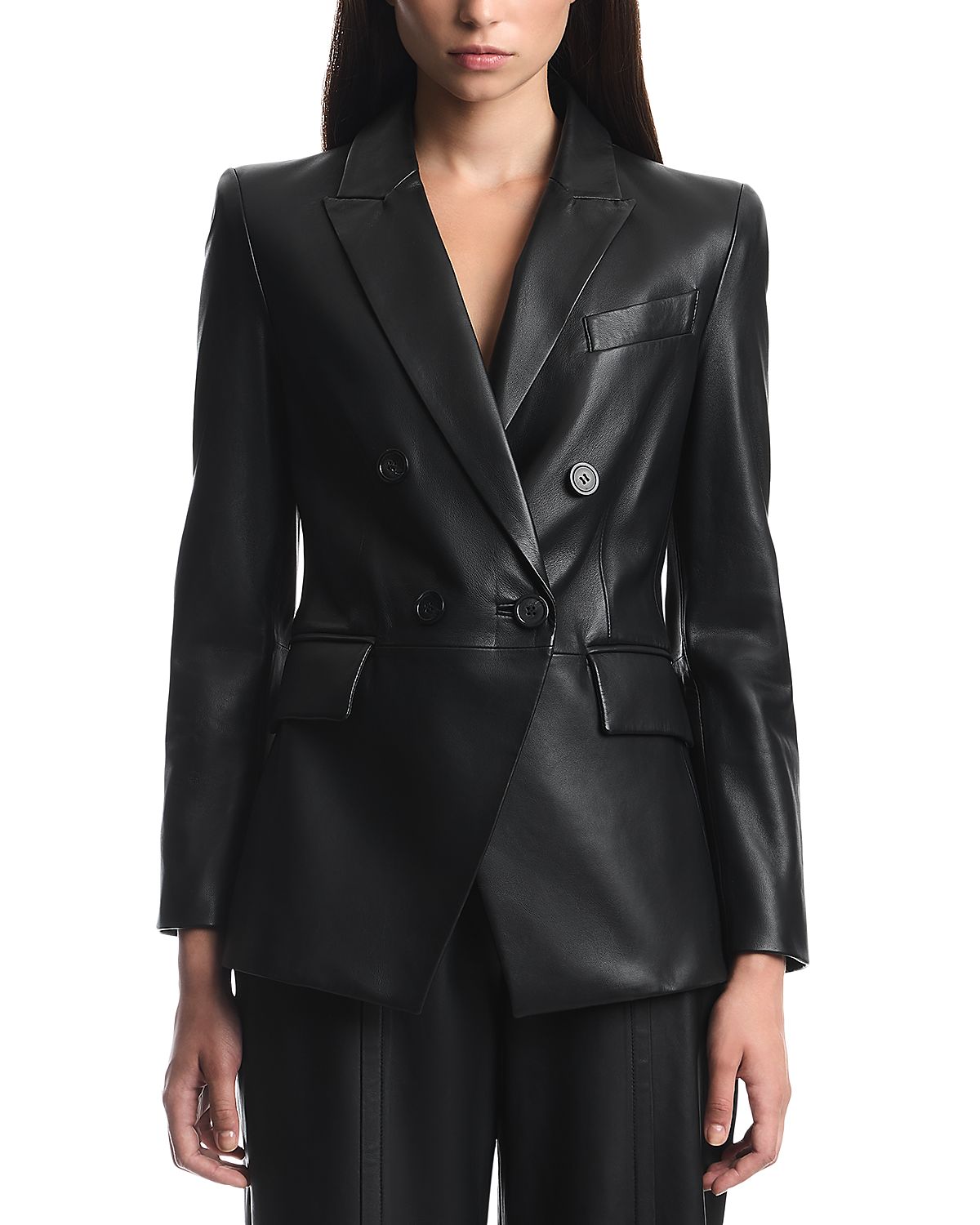 Emporio Armani Leather Double Breasted Blazer