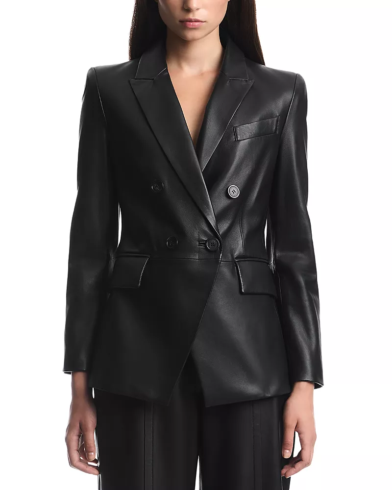 Emporio Armani Leather Double Breasted Blazer