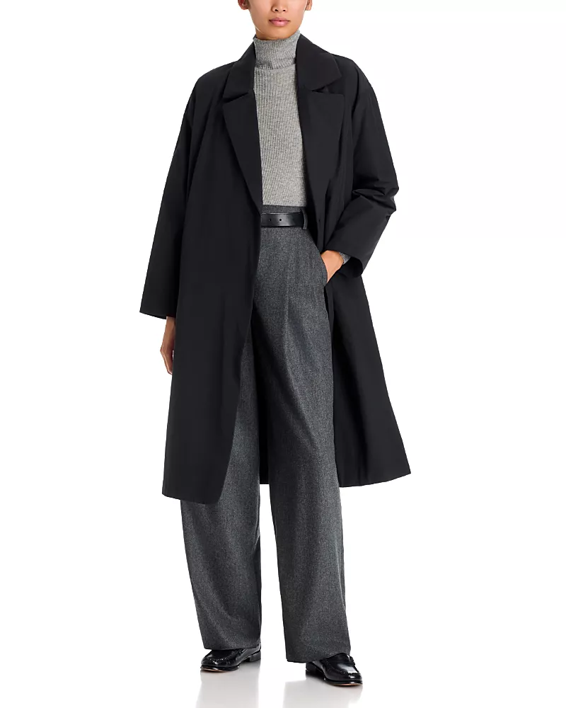 Eileen Fisher Light Cotton & Nylon Padded Trench Coat