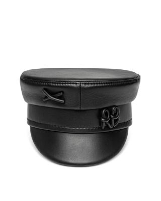 Ruslan Baginskiy Monogram Embellished Leather Baker Boy Cap