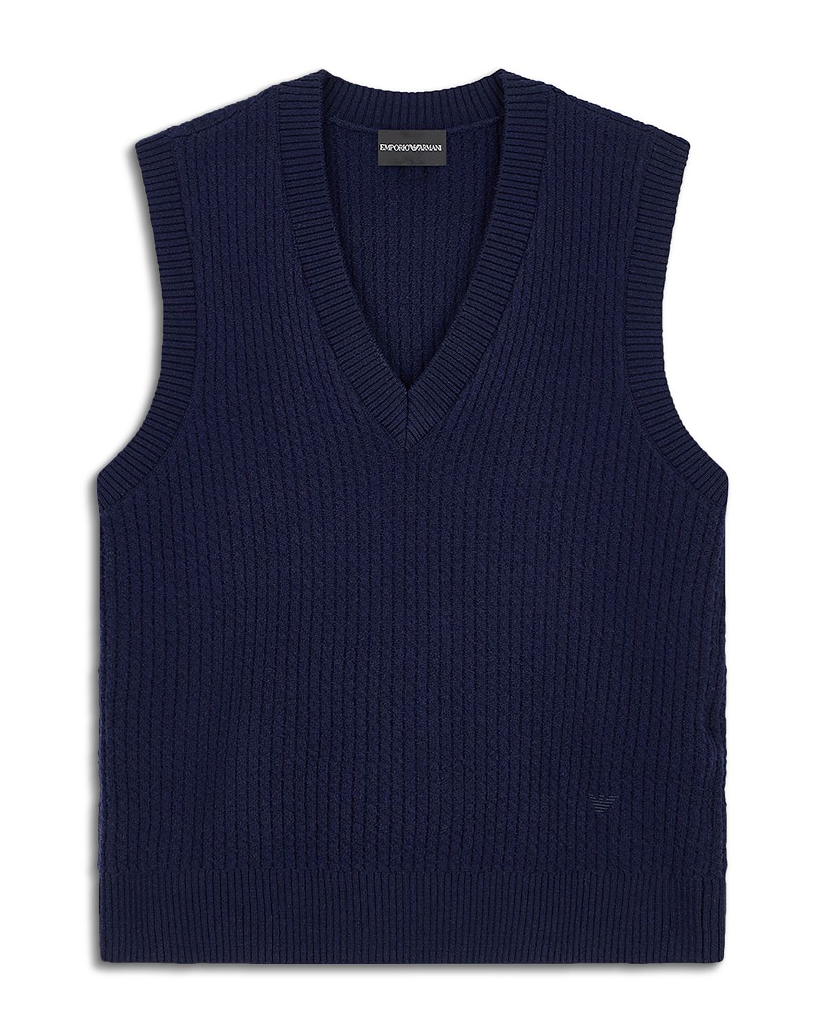 Emporio Armani Wool & Cashmere Blend Ribbed V Neck Sweater Vest