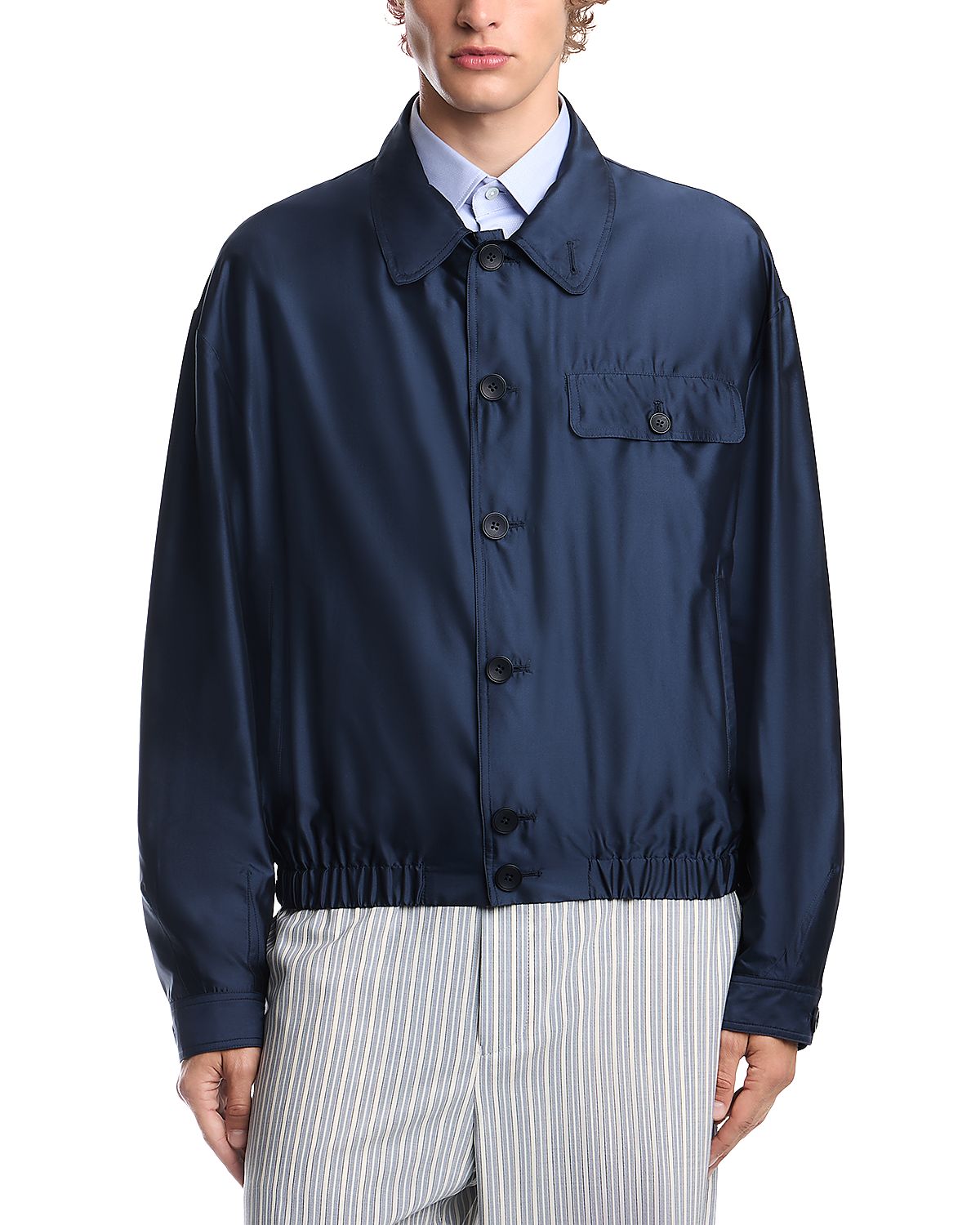 Emporio Armani Satin Effect Point Collar Blouson Jacket