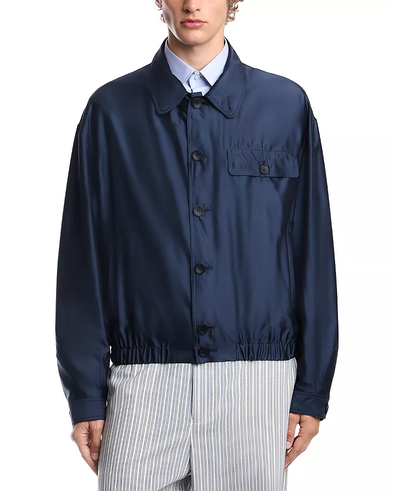 Emporio Armani Satin Effect Point Collar Blouson Jacket