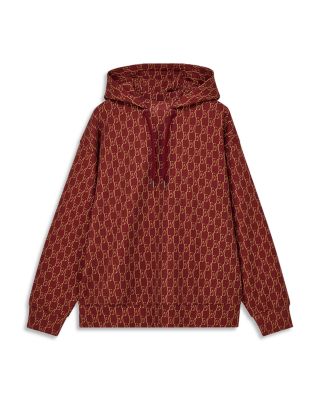 Cotton Blend Logo Pattern Drawstring Hoodie