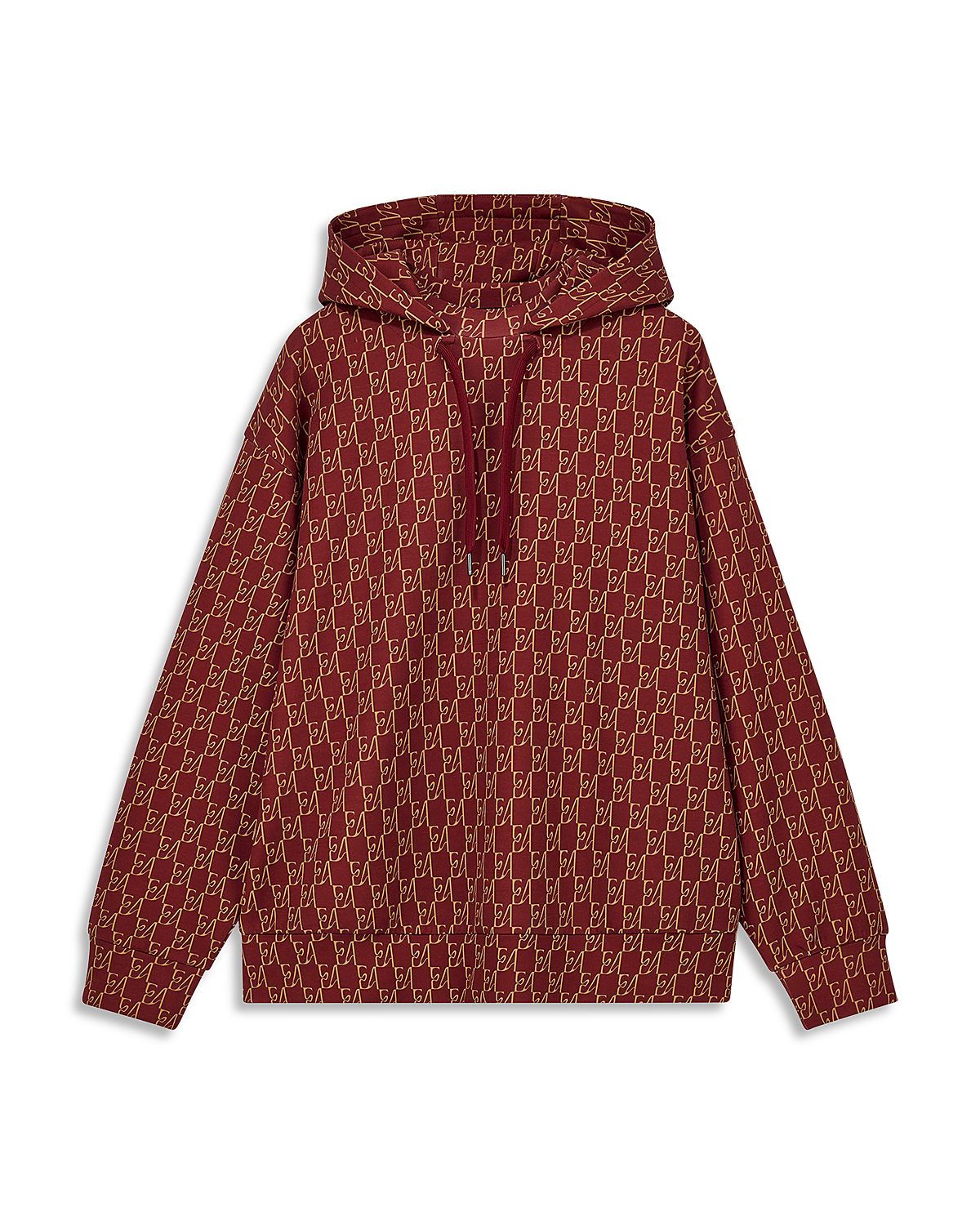 Emporio Armani Cotton Blend Logo Pattern Drawstring Hoodie