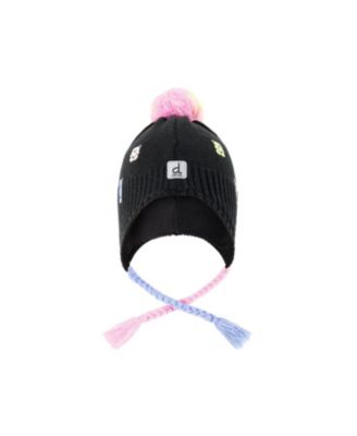  Girls' Winter Peruvian Gummy Bear Fleece-Lined Pompom Knit Hat - Little Kid, Big Kid