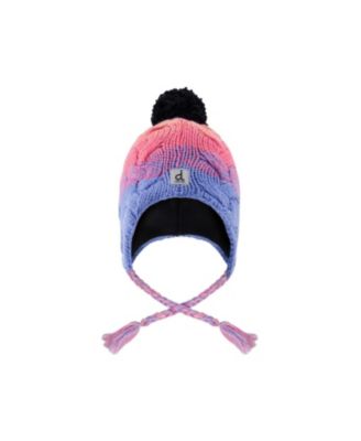  Girls' Winter Peruvian Gradient Fleece-Lined Pompom Knit Hat - Little Kid, Big Kid