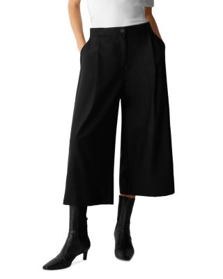 Wool Pleated Cropped Pants