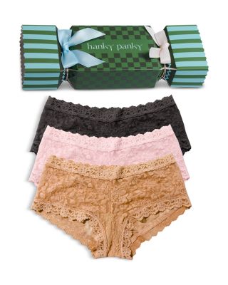 Signature Lace Mid Rise Boy Shorts, Pack of 3
