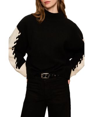 Color Blocked Mock Neck Sweater