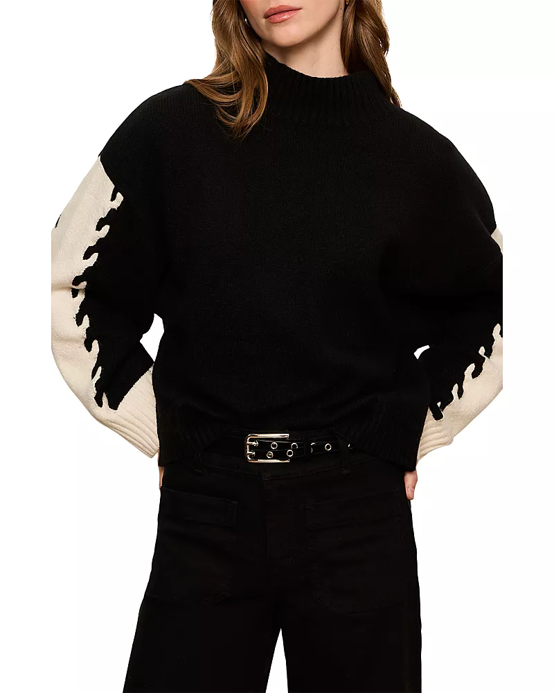 Sanctuary Color Blocked Mock Neck Sweater