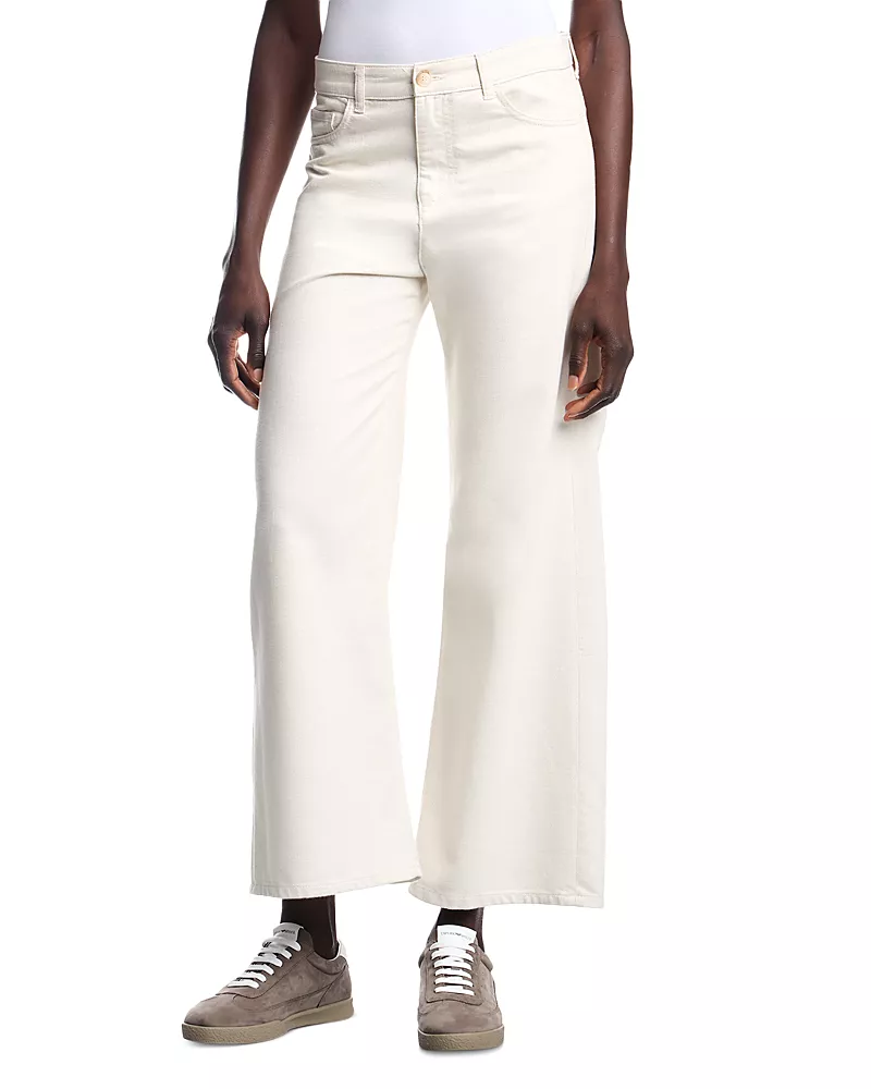 Emporio Armani Wide Leg Jeans in White Silver