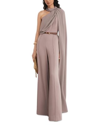 Petites Carrie Draped Detail One Shoulder Jumpsuit