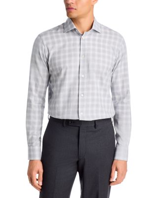 Santini Spread Collar Plaid Button Down Shirt
