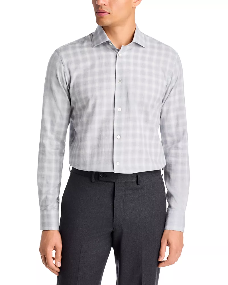 Maurizio Baldassari Santini Spread Collar Plaid Button Down Shirt