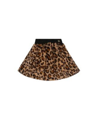 Girls' Leopard Fleece Elastic Waist A-Line Skirt - Big Kid