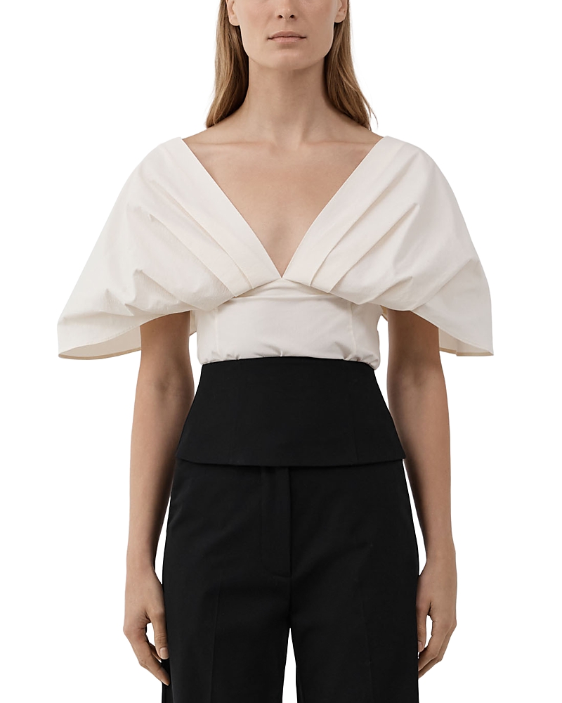 St. Agni Cotton Blend Structured Pleated Top