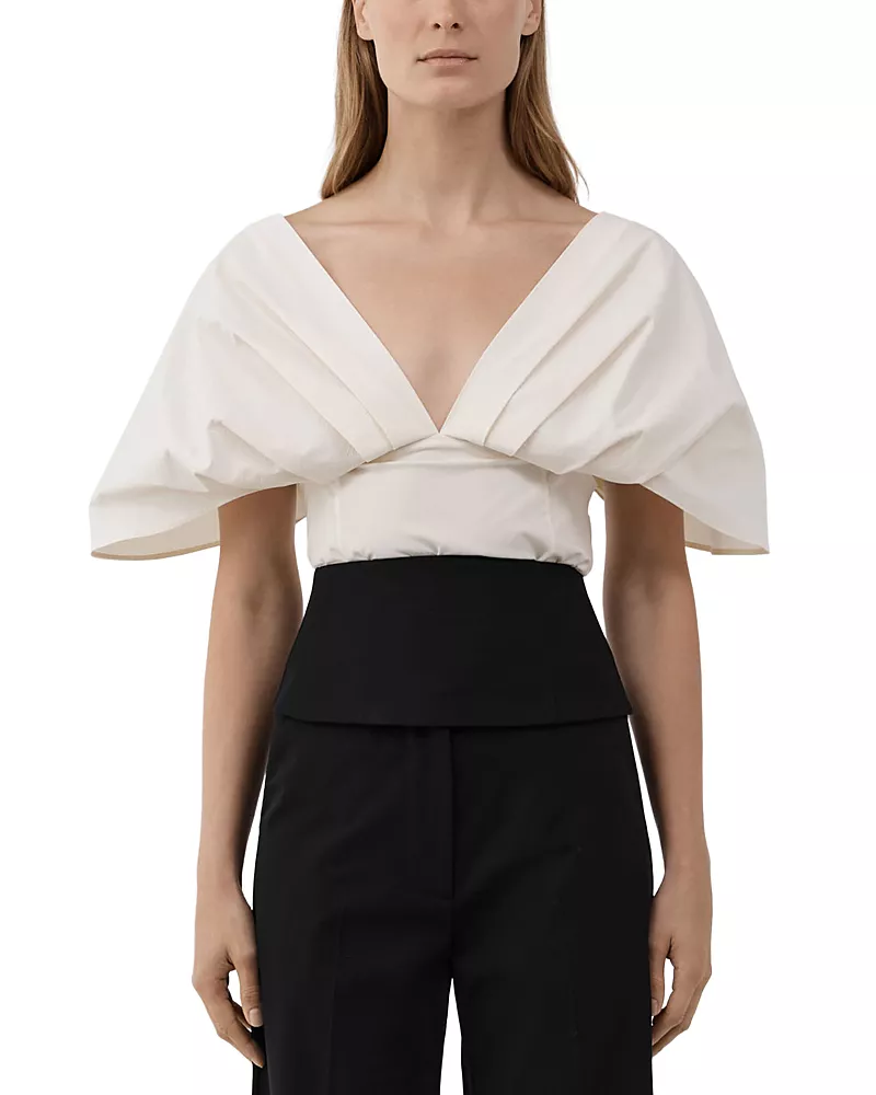 St. Agni Cotton Blend Structured Pleated Top