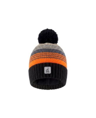  Boys' Striped Ribbed Cuff Knit Hat with Pompom - Little Kid, Big Kid