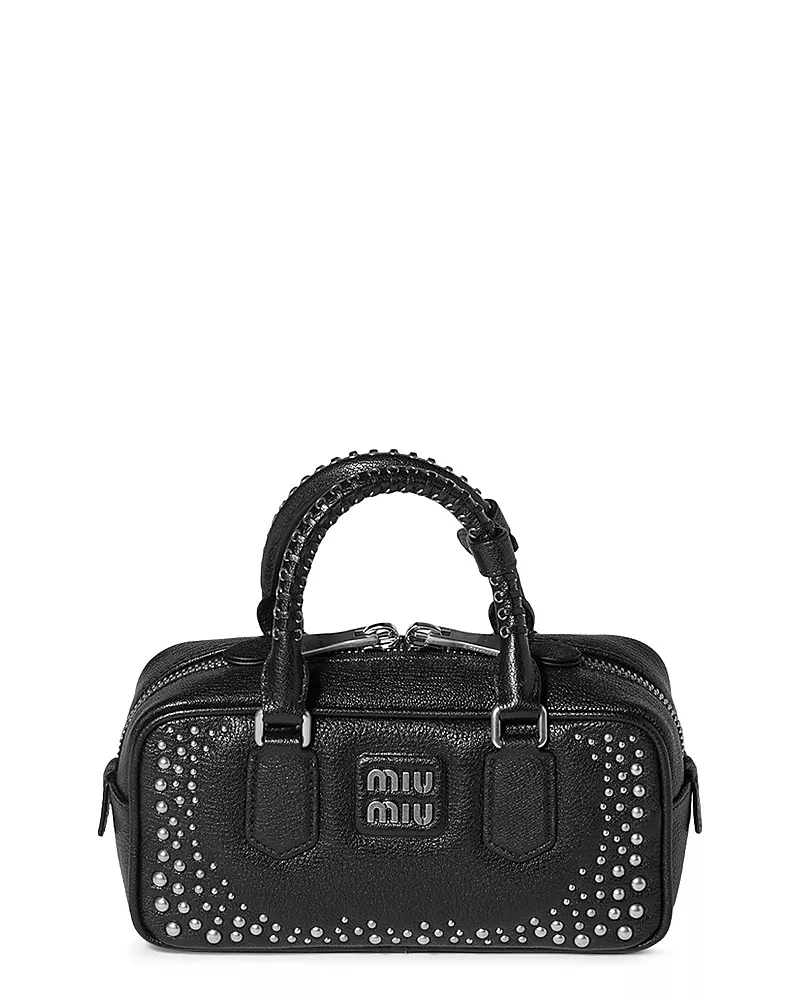 Miu Miu Arcadie Studded Leather Bag, Black