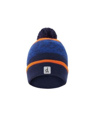  Boys' Colorblock Ribbed Cuff Winter Knit Hat with Pompom - Little Kid, Big Kid